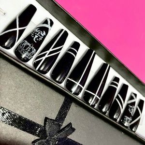 Black angel press on nails